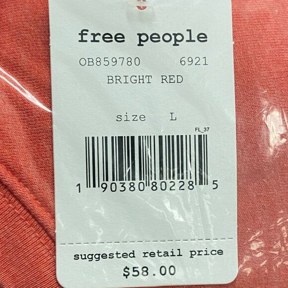 NWT Free People Red Zuma Sweatshirt Crop Sweater Size Large New Tags Boho Lounge - Picture 4 of 4